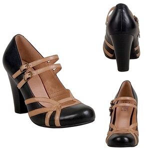 Mix Mooz black and beige heel, size 7.5/38